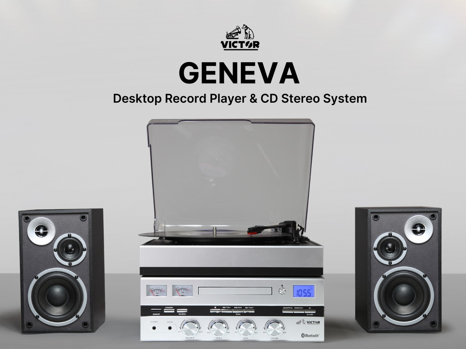 Victor・JVC 2TC-20AVD VICTOR Geneva Bluetooth Turntable Music Center, CD Player