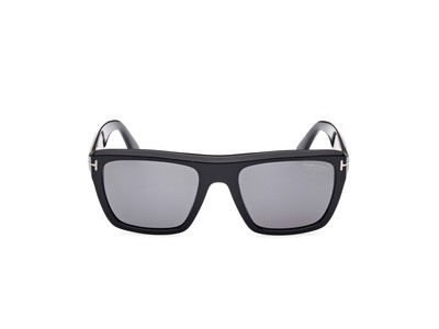 Pre-owned Tom Ford Ft1077 N 01d Plastic Shiny Black Smoke Polarized 55 Mm Men's Sunglasses In Gray