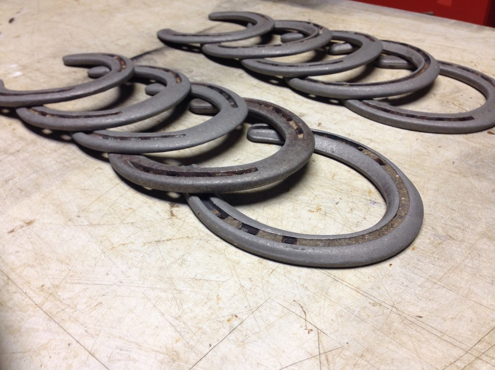 10 Used Rustic & Refurbished  Metal Horse Shoes Nails pulled and flattened out