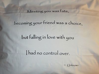 Pillowcase Egyptian Cotton Standard White Imprinted with ''Meeting you was fate, 