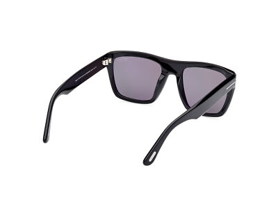 Pre-owned Tom Ford Ft1077 N 01d Plastic Shiny Black Smoke Polarized 55 Mm Men's Sunglasses In Gray