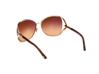 Pre-owned Tom Ford Ft1091 28f Metal Shiny Rose Gold Gradient Brown 62 M Women's Sunglasses