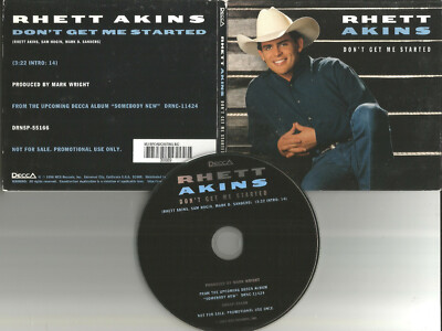 RHETT AKINS Don t get me Started 1996 PROMO DJ CD single w/ PRINTED LYRICS USA