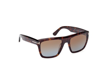 Pre-owned Tom Ford Ft1077 52f Plastic Dark Havana Gradient Brown 55 Mm Men's Sunglasses