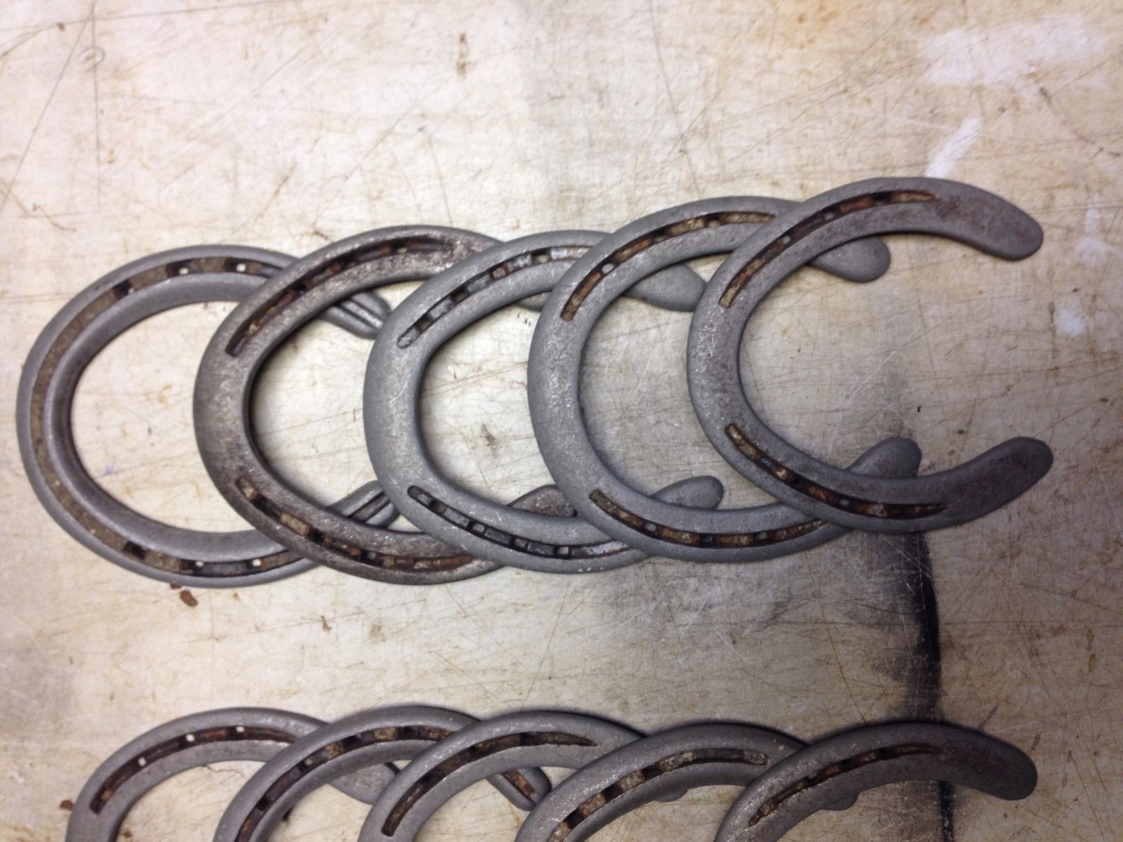 10 Used Rustic & Refurbished  Metal Horse Shoes Nails pulled and flattened out