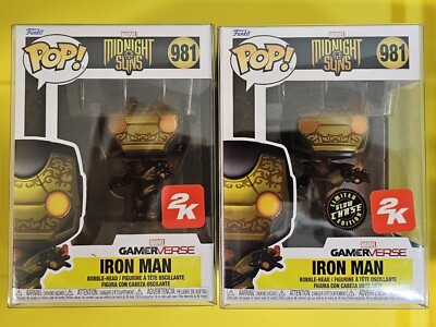 Funko Pop Iron Man 981  Midnight Suns GamerVerse 2K Chase Bundle In Protectors