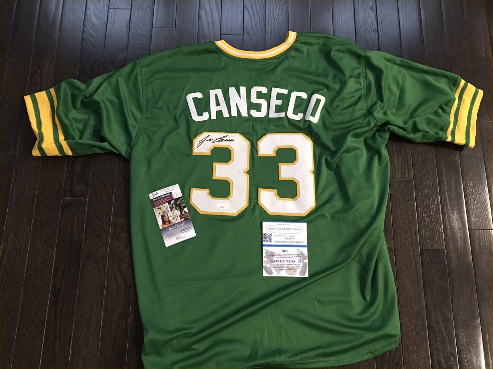 Jose Canseco #33 Oakland Athletics Authentic Signed Jersey W