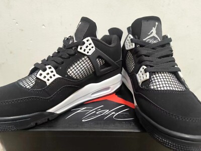 Men's US Size air4 Retro ''Black Canvas'' jordan4 Mid Top Sports Sneakers
