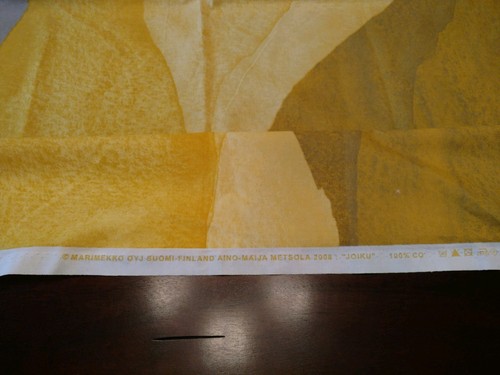 RARE Marimekko Fabric - JOIKU - 2008 - Yellow Gray Waves 2 Yards