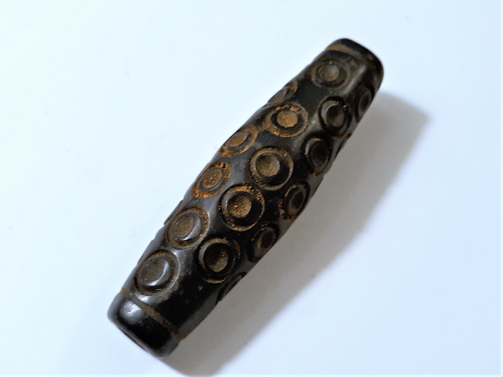 Ancient Meteorite Jade 42 Eyed Dzi Bead 78 x 20 mm
