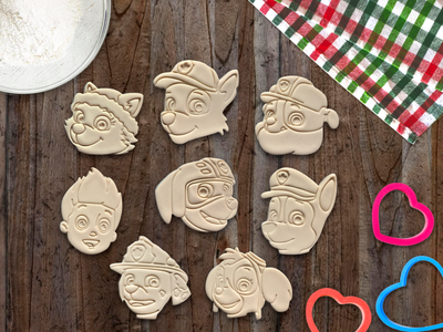 Set of 8 Paw Patrol Dog Heads Cookie Cutter Logo Cupcake Topper Fondant Biscuit
