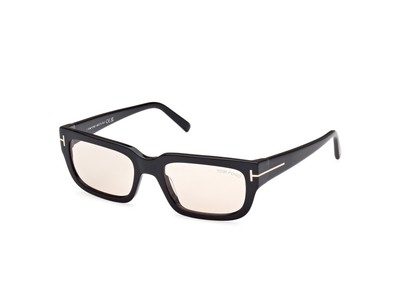 Pre-owned Tom Ford Ft1075 01e Plastic Shiny Black Brown 54 Mm Unisex Sunglasses