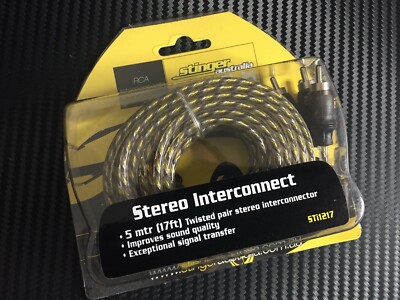 STINGER RCA 2 Channel Mono Sub & Audio 5M RCA Lead TWISTED STI1217