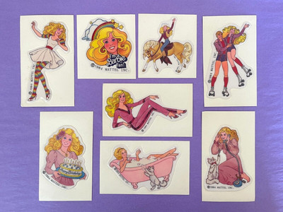 Barbie Stickers Rare Vintage Set of 8, 1988 Puffy Collectible Ken + Barbie