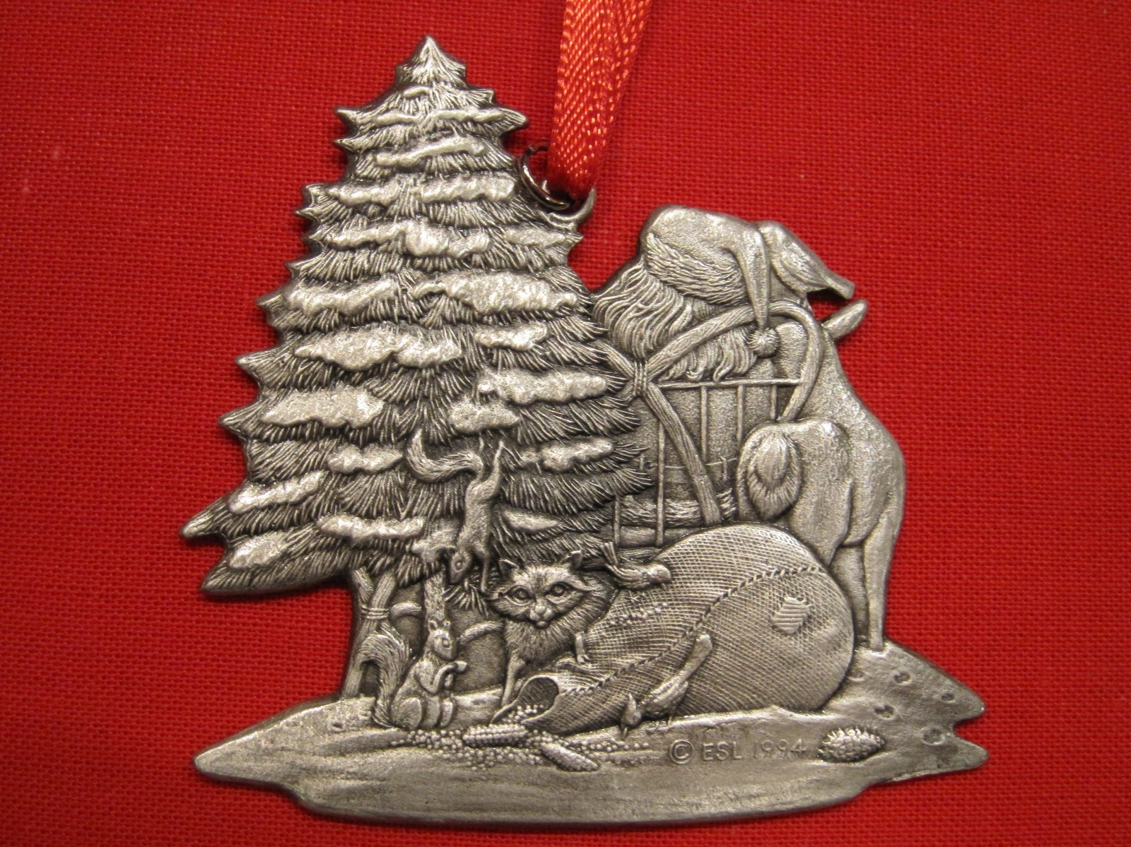 vntg ESL PEWTER signed 1994; XMAS Tree Ornament; US; 2 3/8