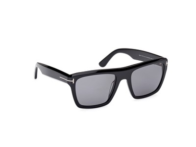 Pre-owned Tom Ford Ft1077 N 01d Plastic Shiny Black Smoke Polarized 55 Mm Men's Sunglasses In Gray