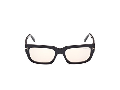 Pre-owned Tom Ford Ft1075 01e Plastic Shiny Black Brown 54 Mm Unisex Sunglasses