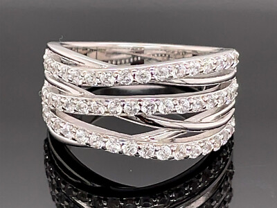 SCHMUCKJAGD RING GR. 18 (CA. 56) 925/- SILBER RHODINIERT MIT ZIRKON SILBERZEIT