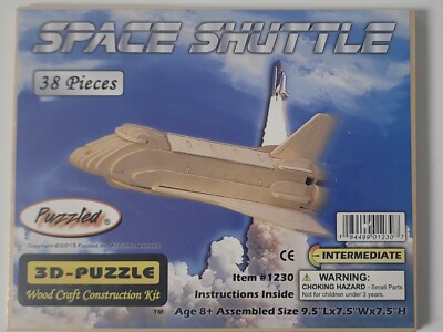Puzzled 3D Puzzle Space Shuttle Wood Craft Construction Model Kit 38 Pcs - #1230