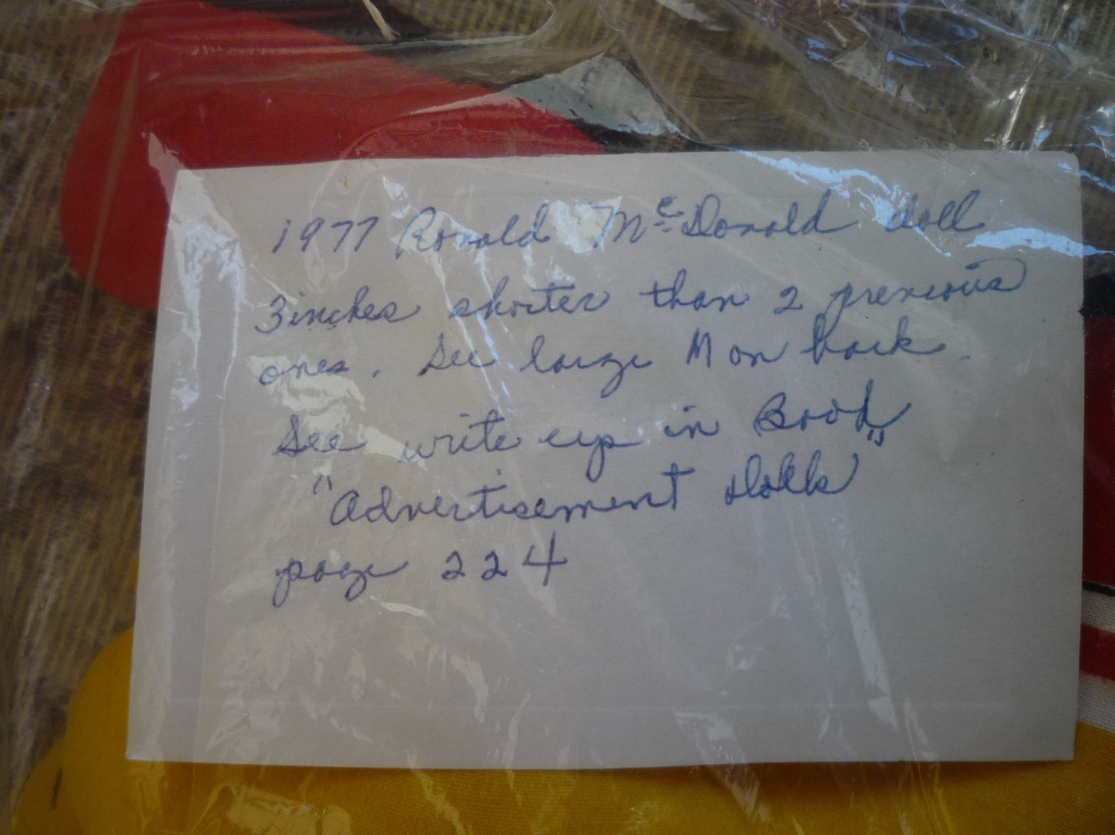 1977 13 Inch Ronald McDonald Doll