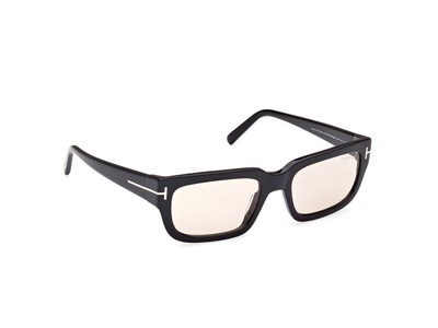 Pre-owned Tom Ford Ft1075 01e Plastic Shiny Black Brown 54 Mm Unisex Sunglasses
