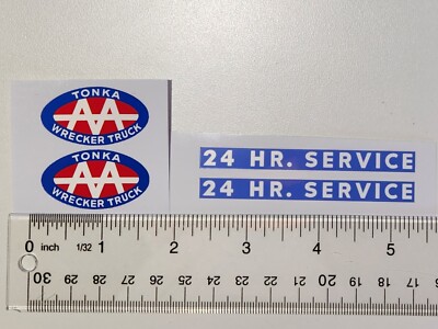 Tonka AA Wrecker Truck/ Tow Truck 24 Hour Service Stickers Blue