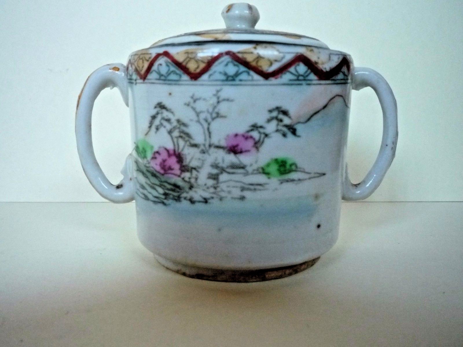 C1920 Decorated Japanese Mustard Serving Pot