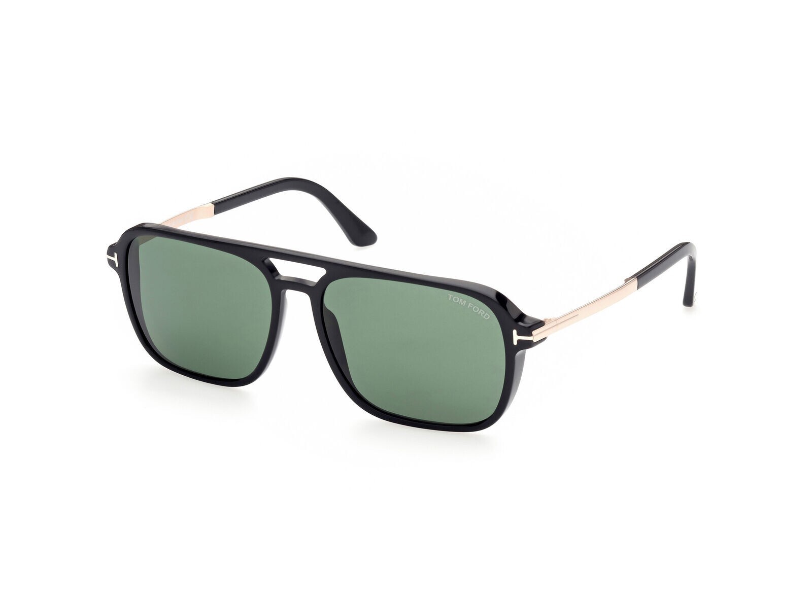 Pre-owned Tom Ford Crosby Tf 0910 01n Black Green Lens Sunglasses Authentic