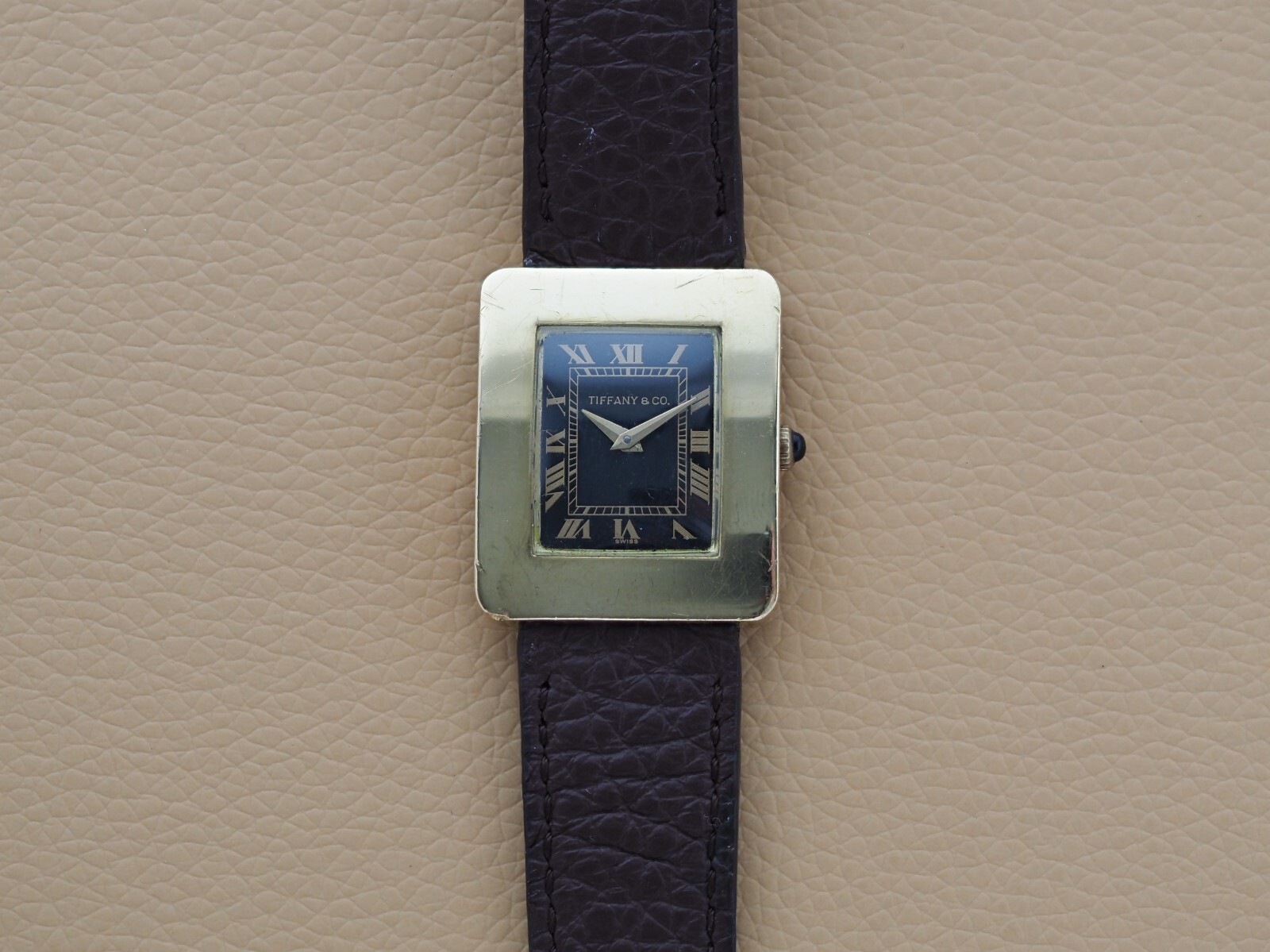 Tiffany & Co. Black Roman Numeral Dial 18k Gold Manual Wind