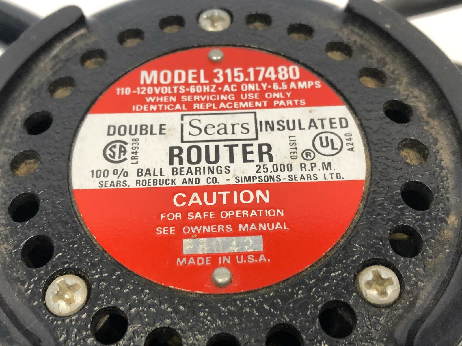 Vintage Sears Craftsman 25k RPM Double Insulated Adjustable Router Tool w/ Case