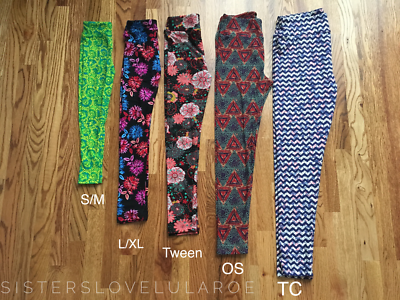 LulaRoe Leggings Blue and Red Geometrical Pattern L/XL