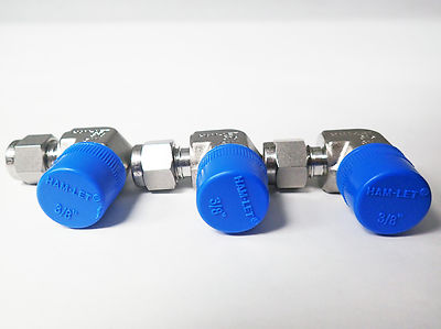 LOT OF 3 HAM-LET LET-LOK 316 SS SV8 T-LOK 3/8-1/4'' TUBE FITTING ELBOW CONNECTOR