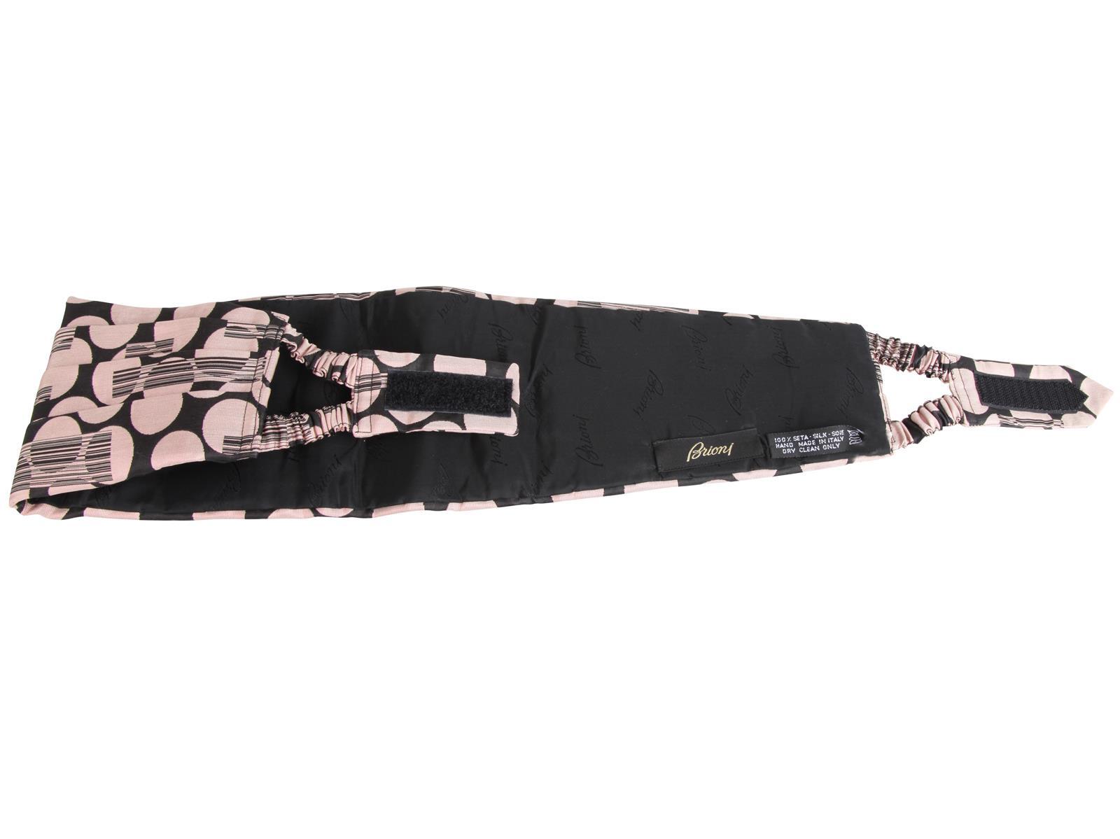 Pre-owned Brioni Men's Cummerbund Belt Pink Black 100% Silk Hand Made In Italy
