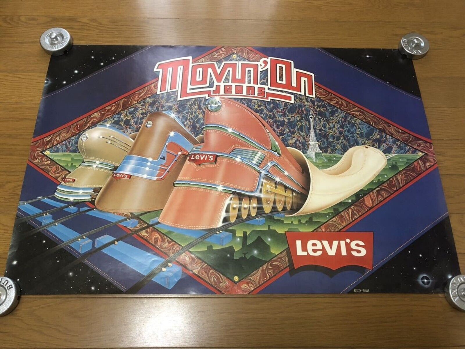 Levi's Original Rare Poster Movin' On JEANS Kelley Mouse Levi's Original Rare Poster Movin' On JEANS Kelley Mouse