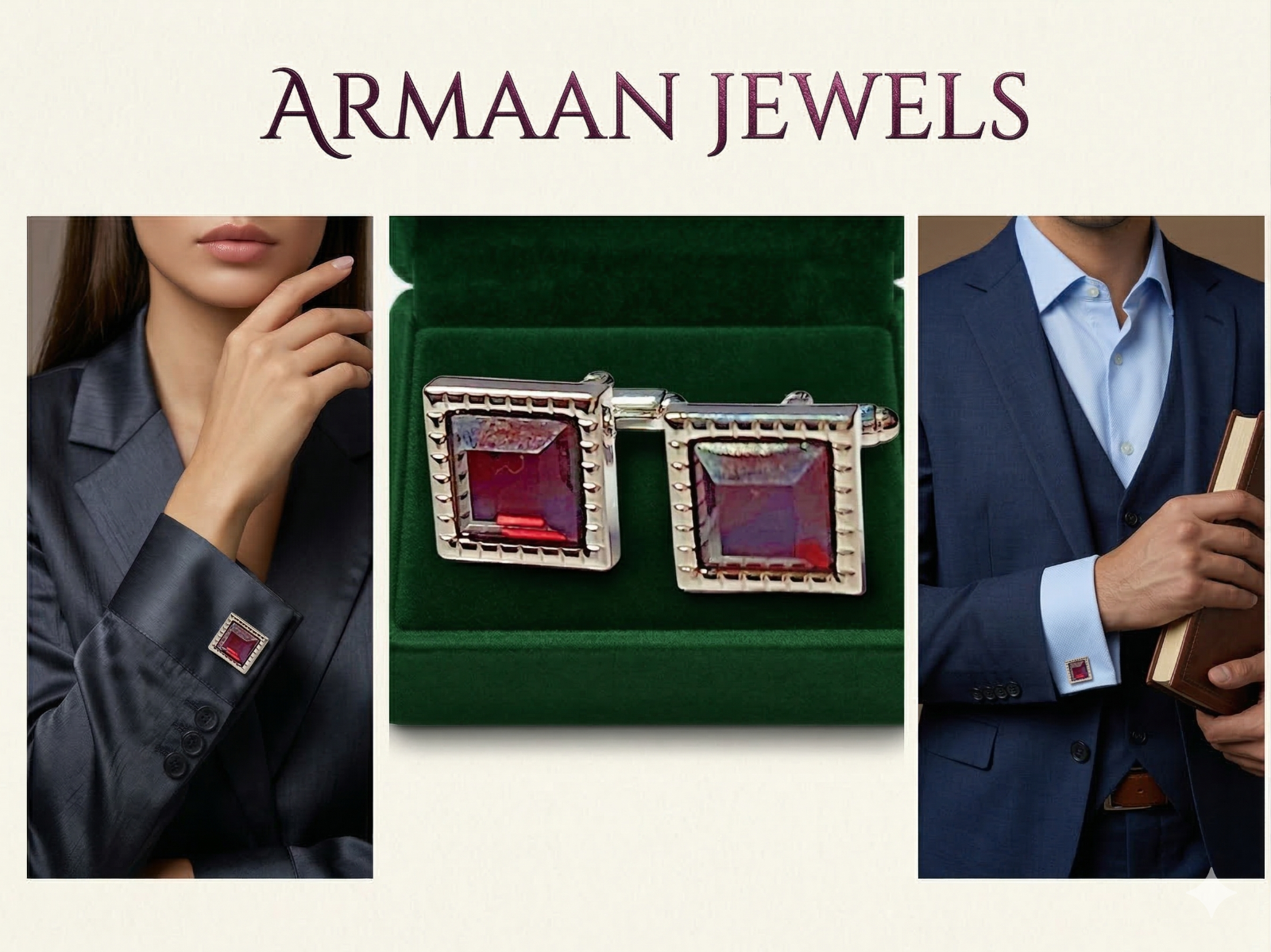 CUFFLINKS-Platinum Plated/LUXURIOUS/ Lab Created RED RUBY/20MM SQUARE GEM/UK/S