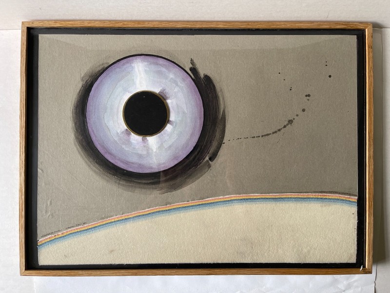 Horst Egon Kalinowski Collage Aquarelle Tissu Eclipse  Du Soleil 1999