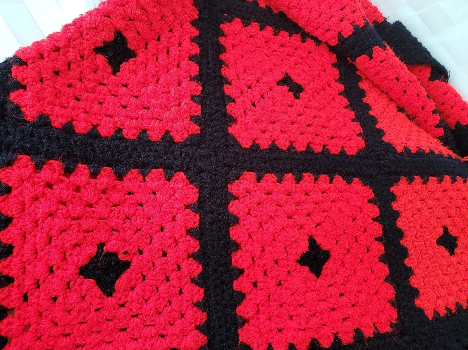 Hand Crochet Granny Squares Throw Twin Blanket Afghan  58