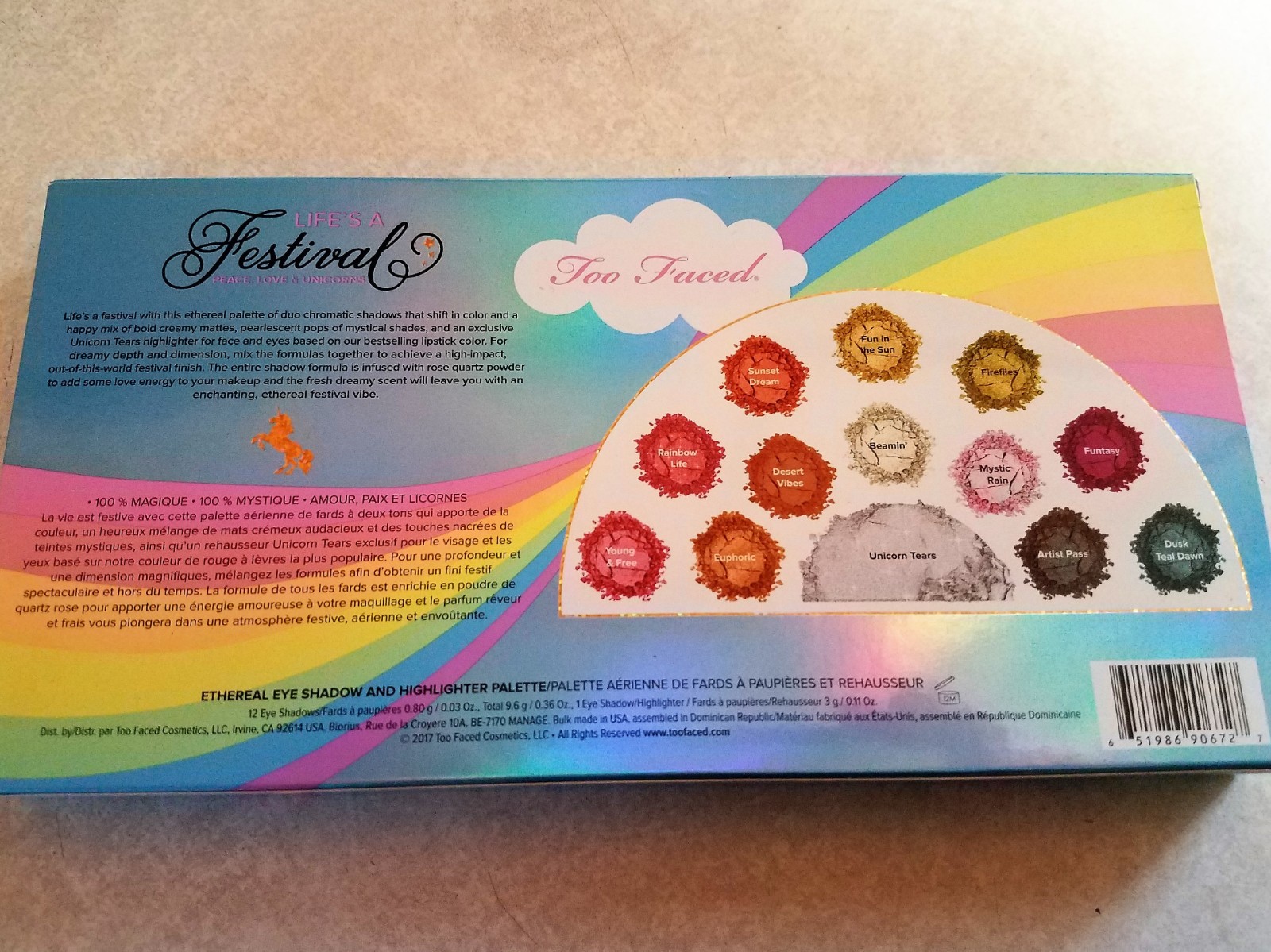 Too Faced LIFE'S A FESTIVAL ~ Mystical & Magical Unicorn Palette ~ AUTHENTIC