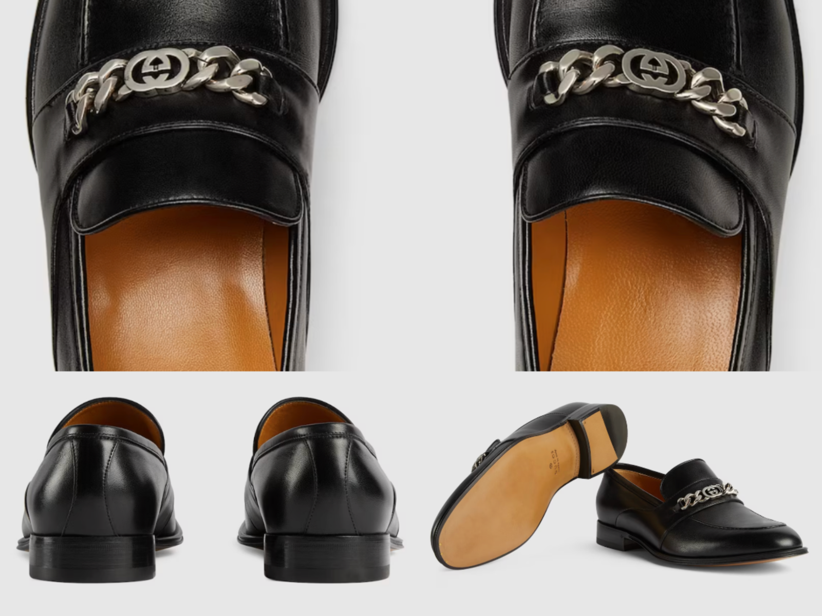 Pre-owned Gucci Chain Slip-on Loafers Sneakers Trainers Derby Shoes Moccasin Slippers 41 In Black