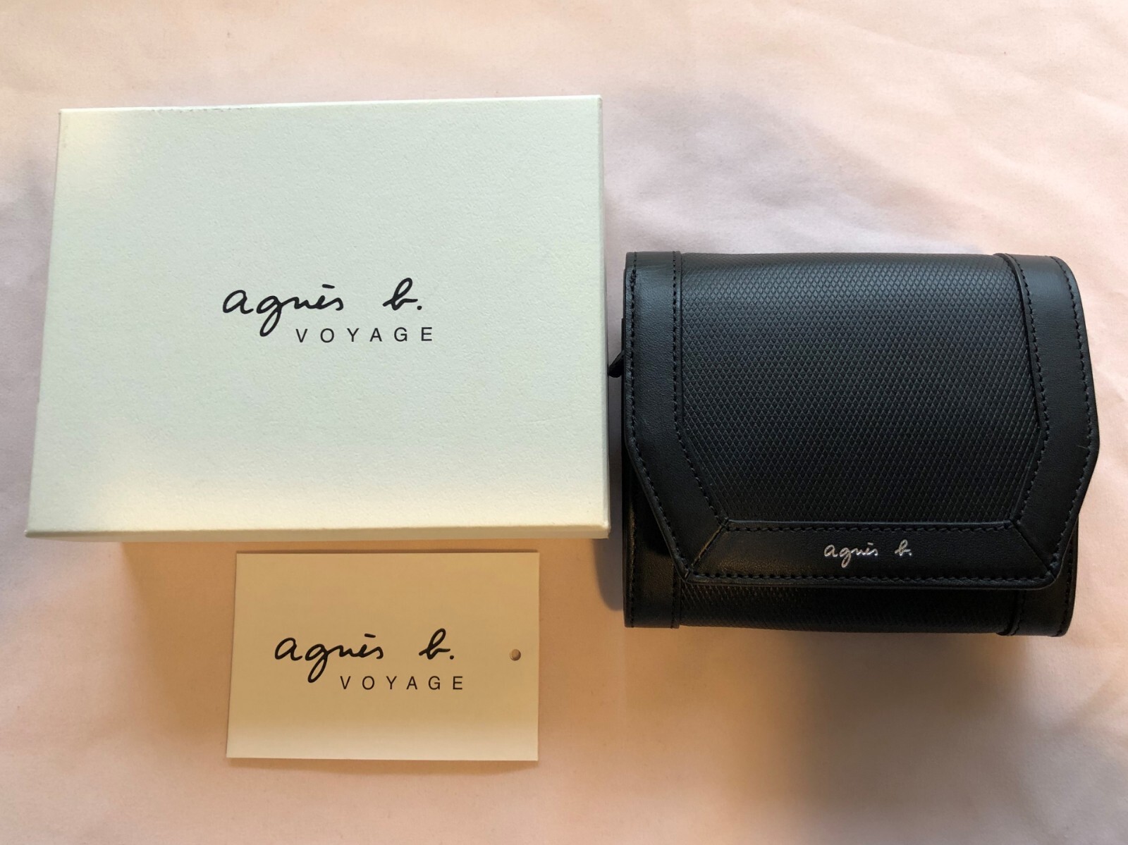 agnes b VOYAGE◇レザー巾着ショルダーバッグ/BLK agnes b VOYAGE 