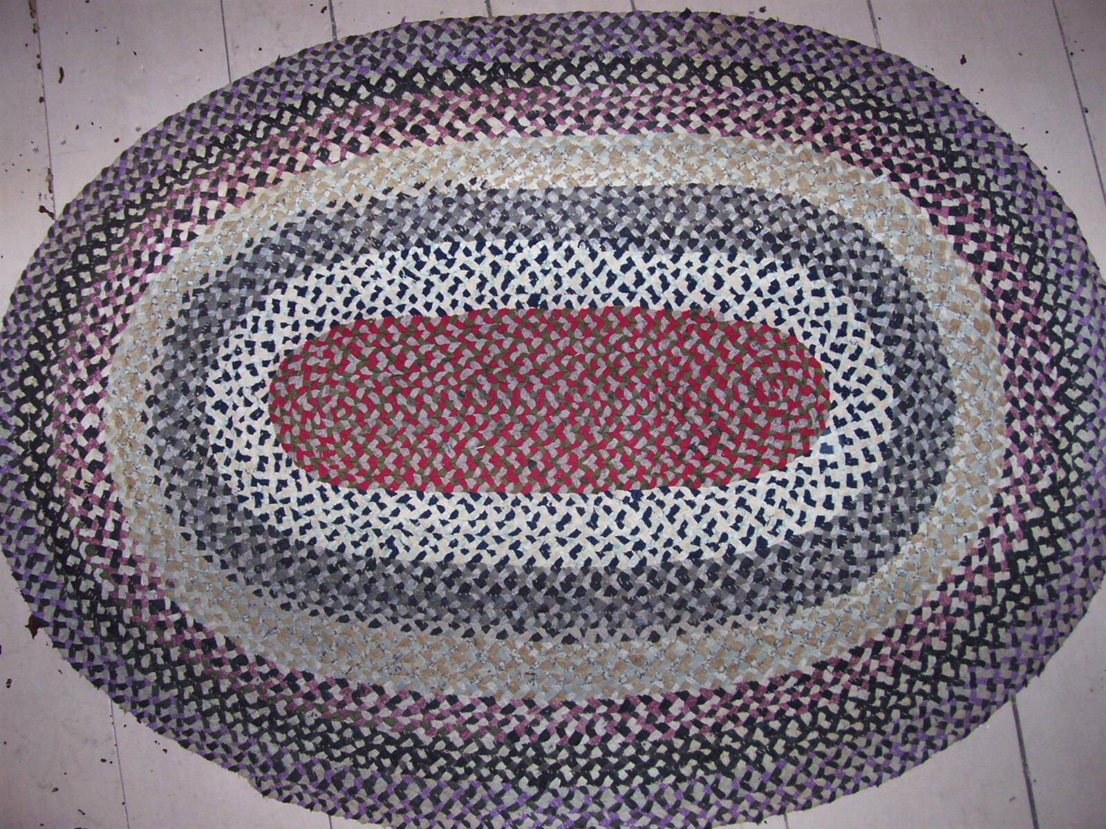 Vintage Antique Hand Handmade Oval  Braided Rug  38 