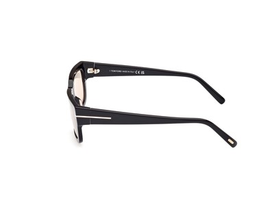 Pre-owned Tom Ford Ft1075 01e Plastic Shiny Black Brown 54 Mm Unisex Sunglasses