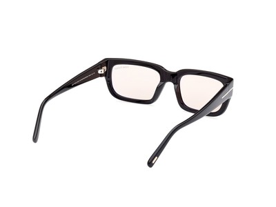 Pre-owned Tom Ford Ft1075 01e Plastic Shiny Black Brown 54 Mm Unisex Sunglasses