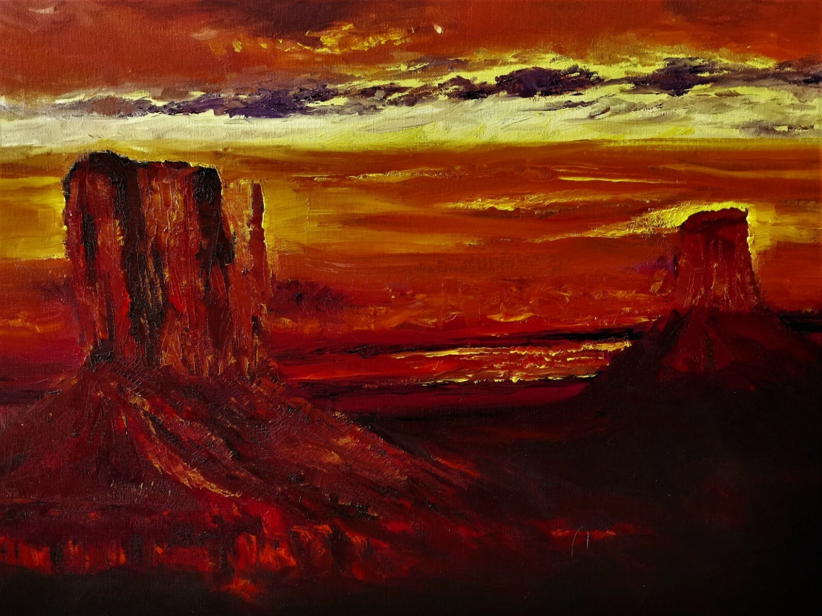 Southwest Mountain Landscape Art Oil Painting in Poster Print FREE