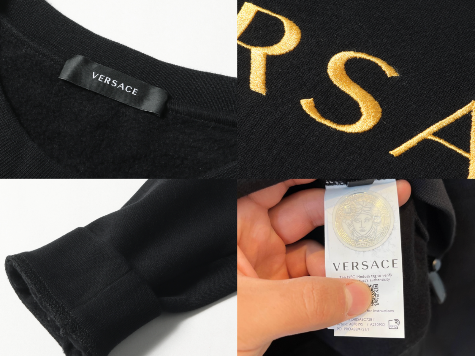 Pre-owned Versace Brushed Embroidery Logo Gold Sweater Sweatshirt Pullover Jumper Xl