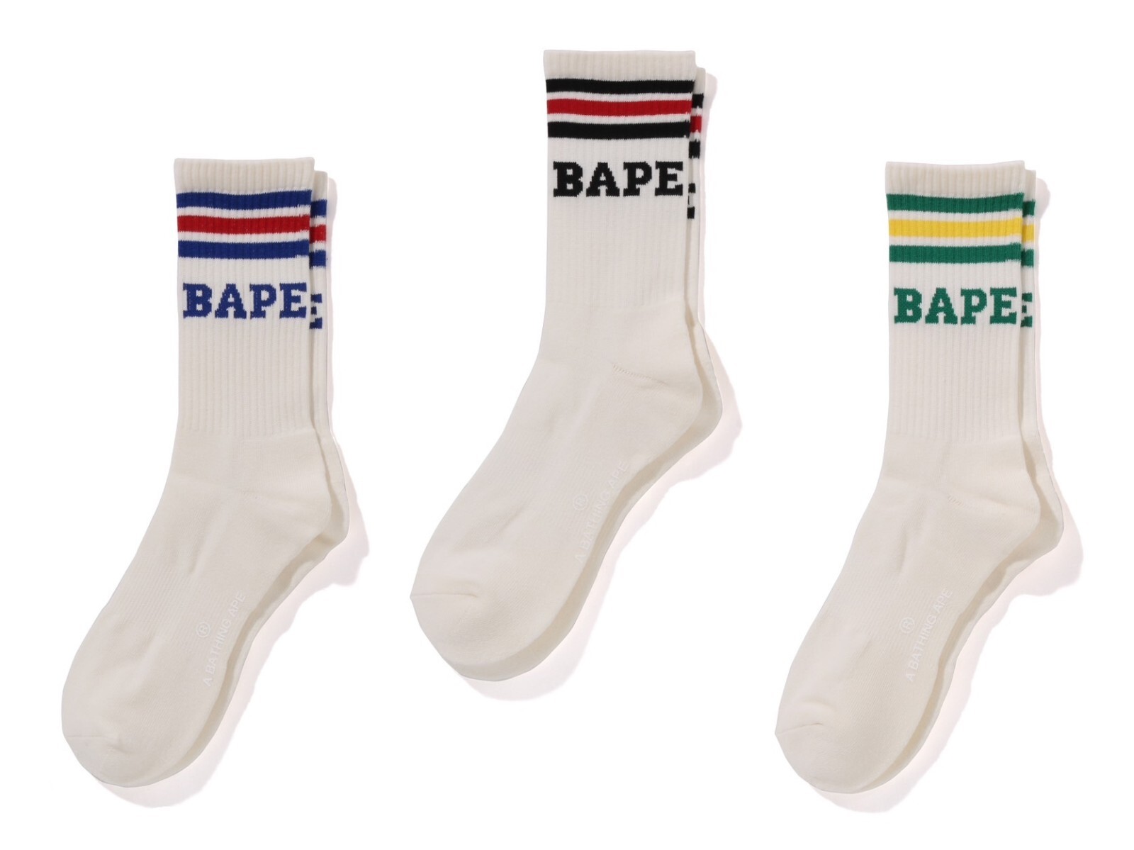 A BATHNIG APE Men's Goods BAPE STRIPE SOCKS 1K80184003 | eBay