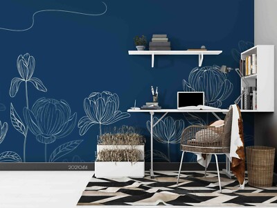 3D Watercolor Lotus Floral Self-adhesive Removable Wallpaper Murals Wall 124