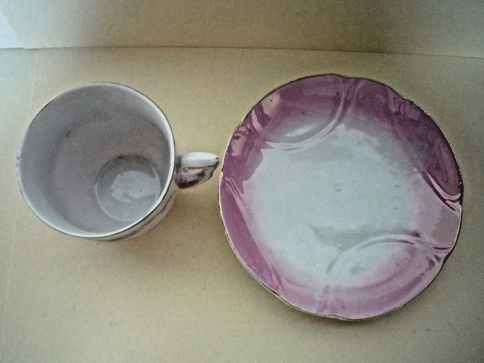 Lavender Colored Decorated Cup and Saucer