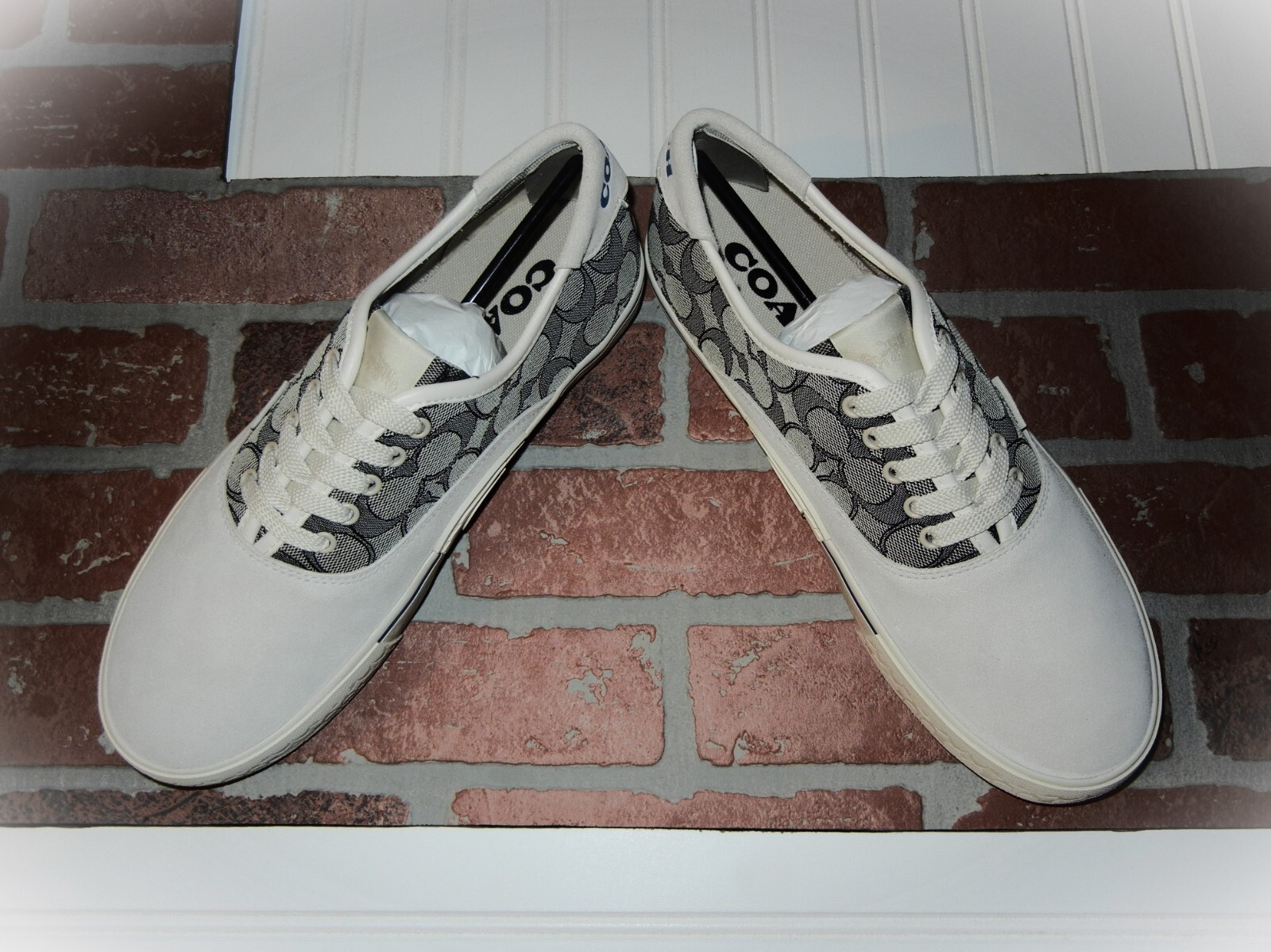 Pre-owned Coach Skate Lace Up Sneaker In Signature Jacquard Style No. Ca272 Sold Out Ocean In Blue