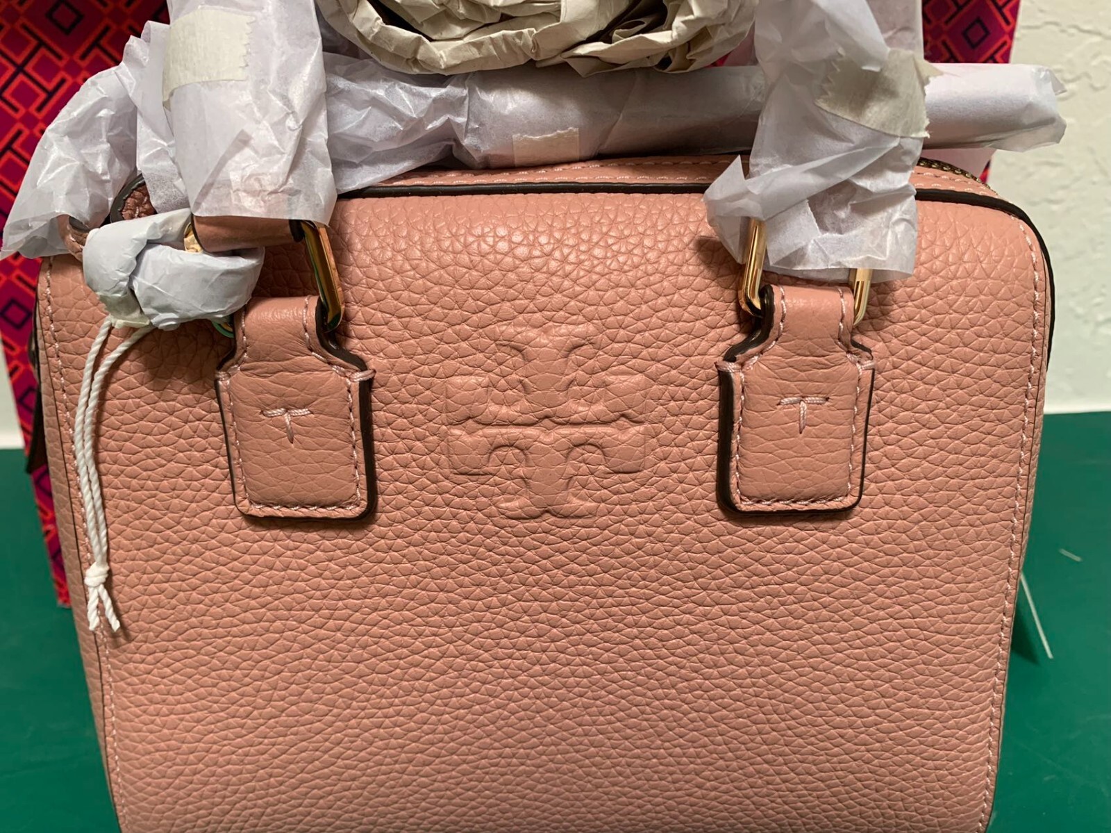 【TORY BURCH】THEA MINI WEB SATCHEL Tory Burch Women's Thea Embossed Leather Mini Web Satchel